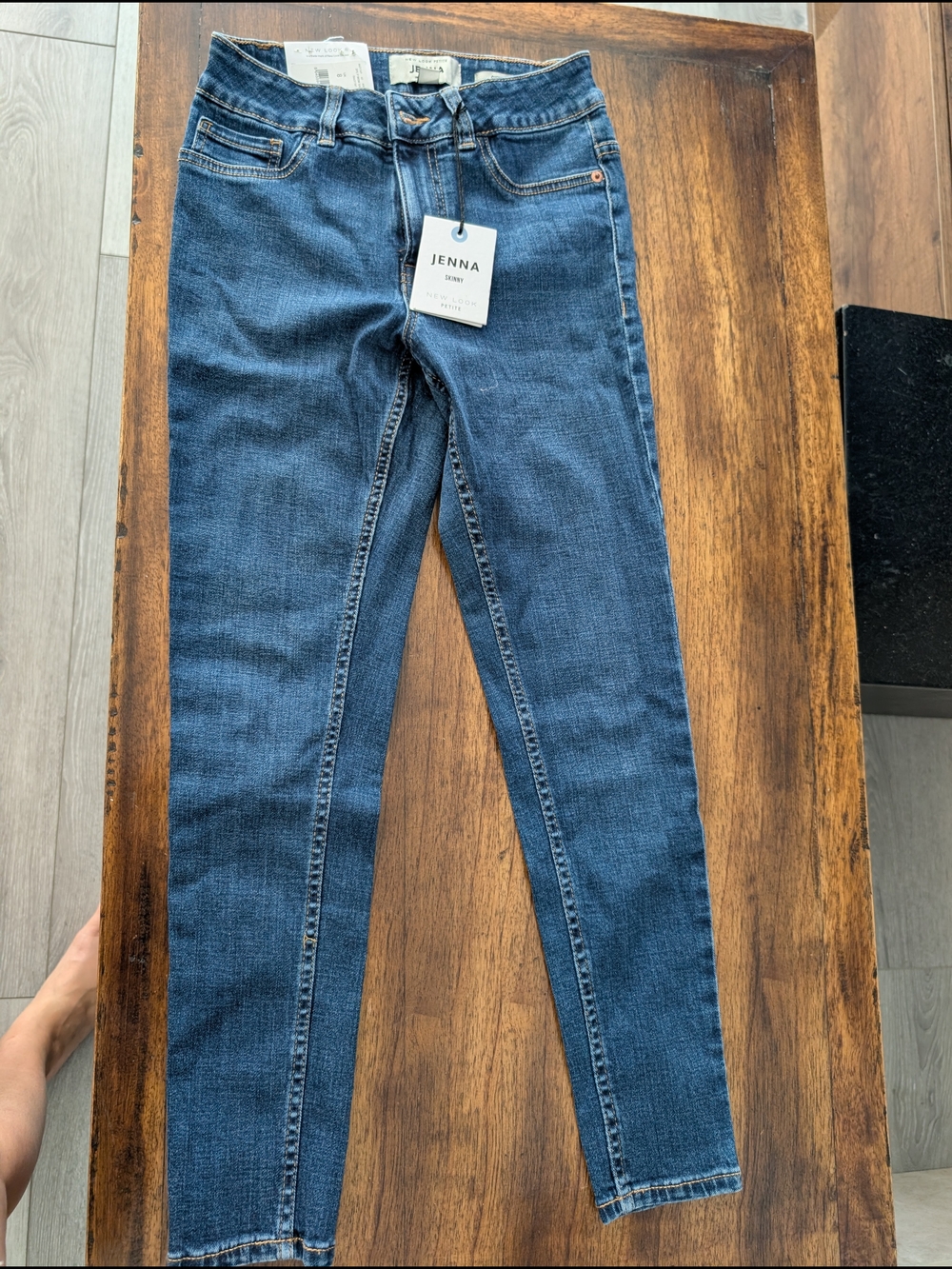New Look Jenna Skinny Jeans - Blue Denim with Orange Stitching